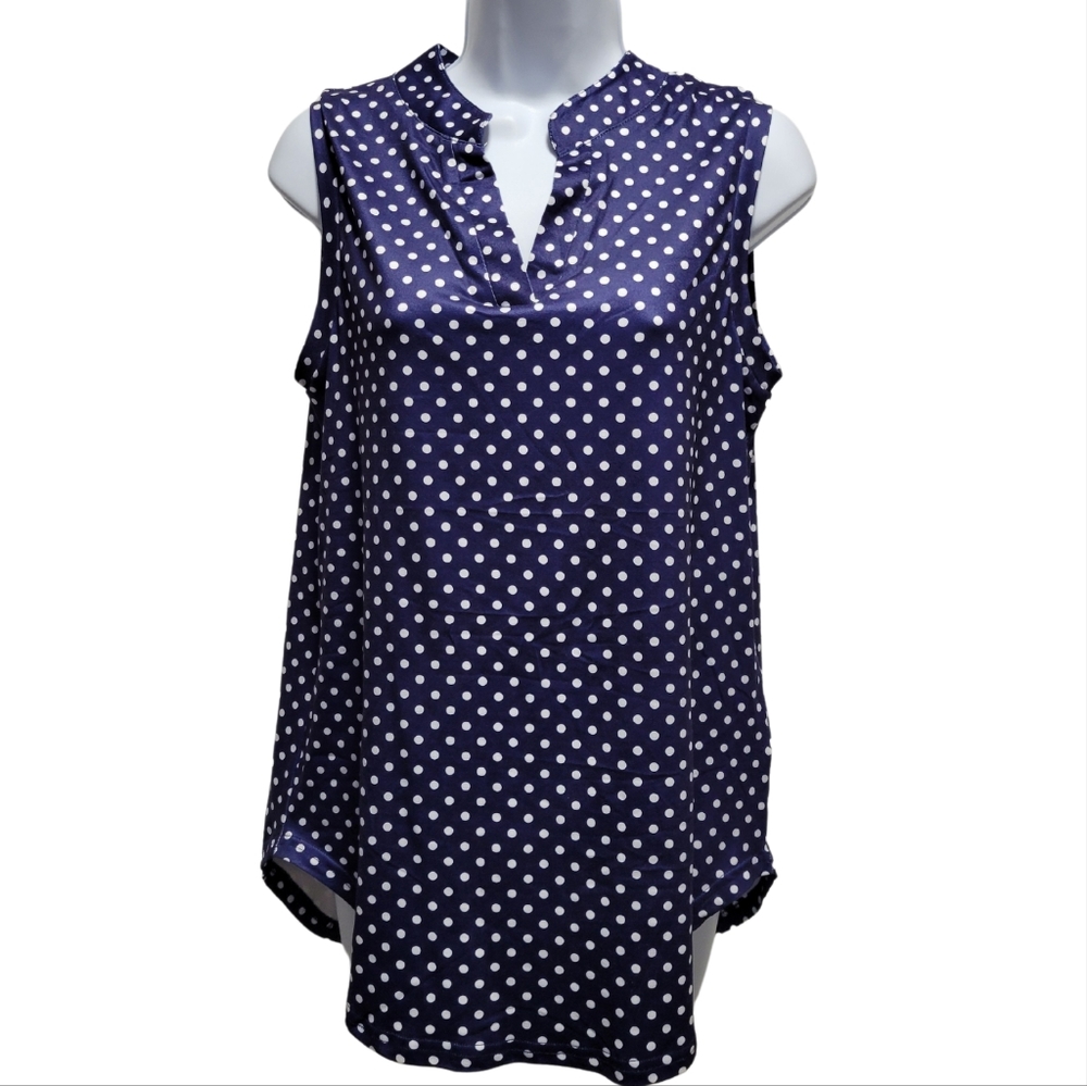 Womens Sleeveless Polka Dot Top - Small